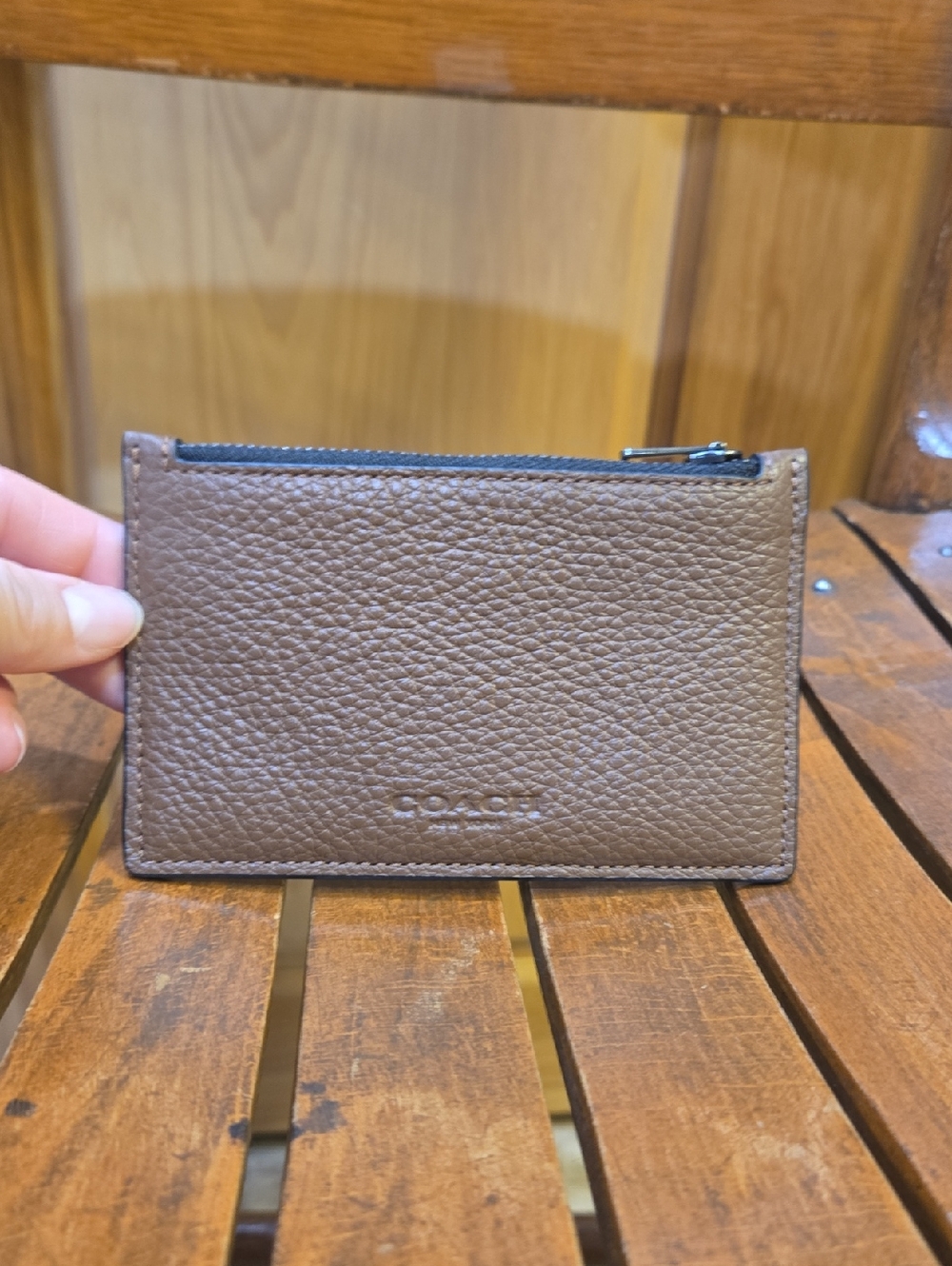 Coach Brown Zip Card Case